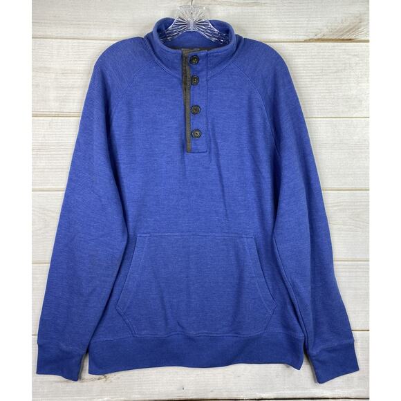 Banana Republic Sweater Mens XL Blue Long Sleeve 1/4 Button Sweatshirt Pullover - Picture 1 of 10